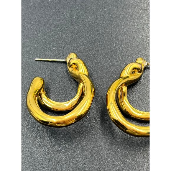 Missoma 18k Recycled Gold Plated Double Molten Abstract Sculptural Twist Earring - Picture 7 of 11